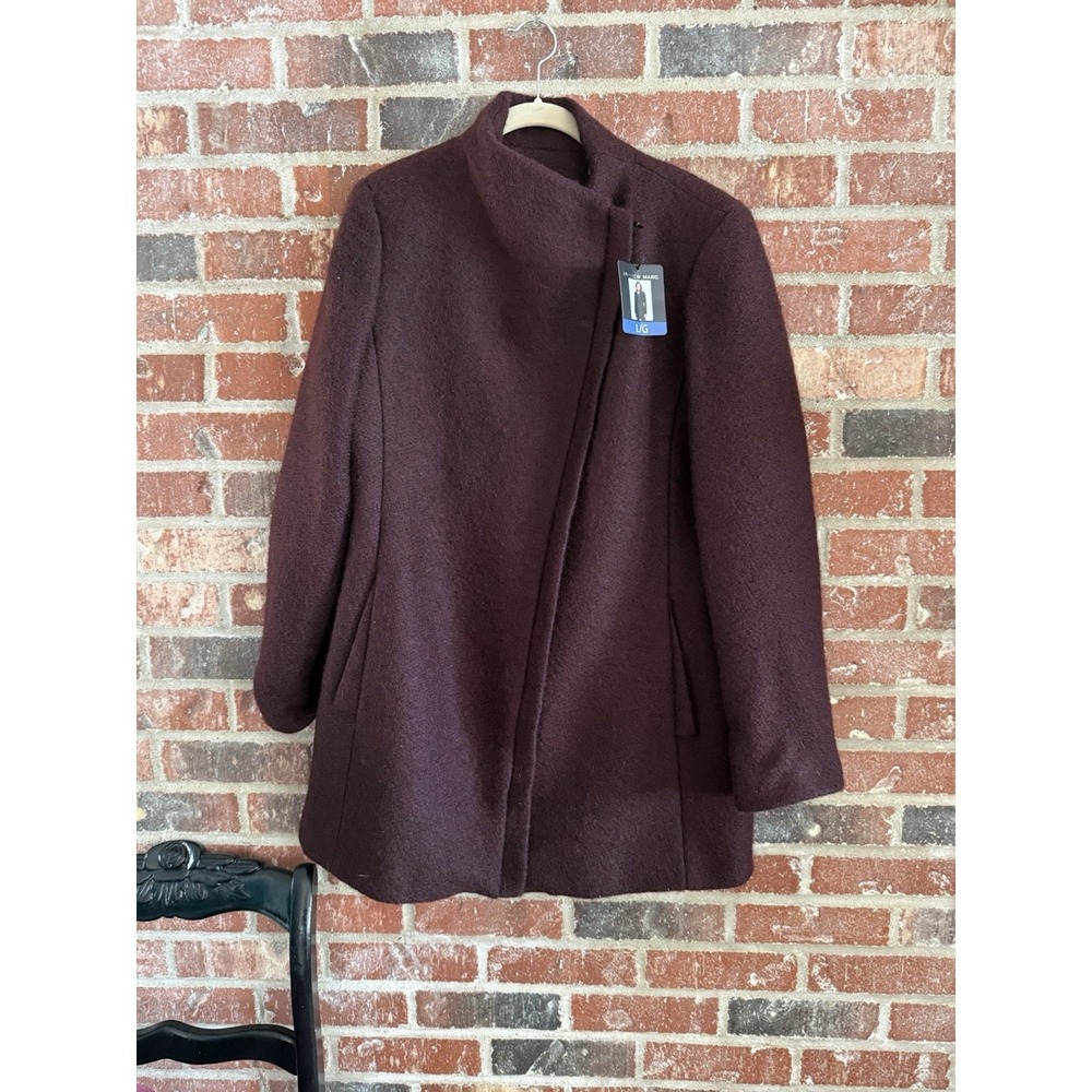 NWT Gorgeous Burgundy Andrew Marc Wool Coat L Wool Blend